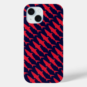 Coque Pour iPhone 15 Requins cool rouge et bleu motif