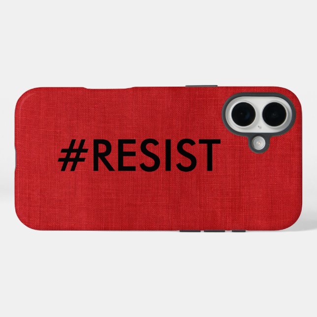 Coques Case-Mate iPhone #Resist, texte noir sur lin rouge Photo (Verso (horizontal))
