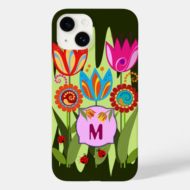 Coques Case-Mate iPhone Ressort monogramme avec tulipes (Verso)