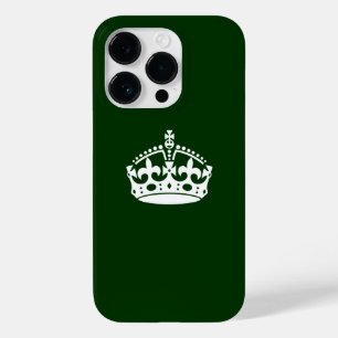 Coque Pour iPhone 14 Pro Restez calme Couronne sur le vert de la forêt