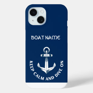 Coque Pour iPhone 15 Restez Calme Et Plongez Sur, Ancre Marine Bleu Été