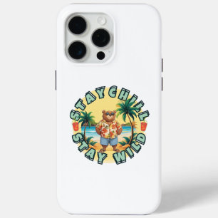 Coque iPhone 15 Pro Max Restez Cool Restez Sauvage – Design d'Ours de Plag