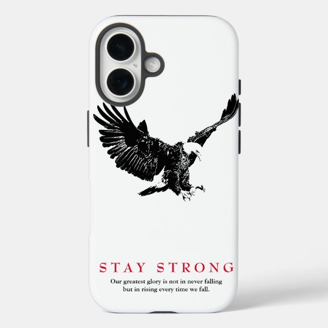 Coques Case-Mate iPhone Restez fort Black White Bald Eagle Motivationnel (Verso)