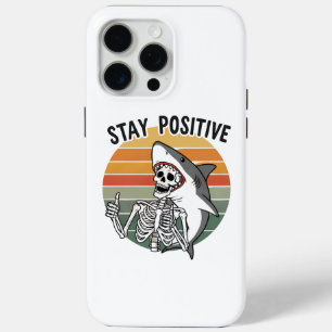 Coque iPhone 15 Pro Max Restez positif Skeleton Shark Sunset