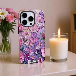 Coques iPhone 16 Pro Résumé de la fleur violet et rose