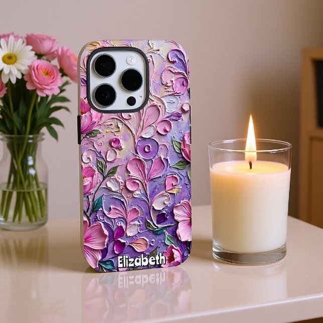 Coques Case-Mate iPhone Résumé de la fleur violet et rose (Créateur téléchargé)