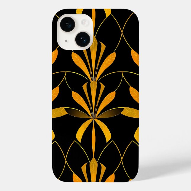 Coques Case-Mate iPhone Retro Black Gold Floral Pattern iPhone Case (Verso)