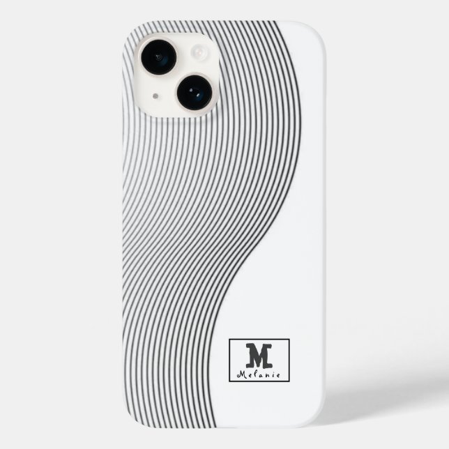 Coques Case-Mate iPhone Retro black white lines Abstract minimal Monogram  (Verso)