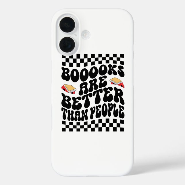 Coques Case-Mate iPhone Retro Checkerboard "Books Are Better" Graphic (Verso)