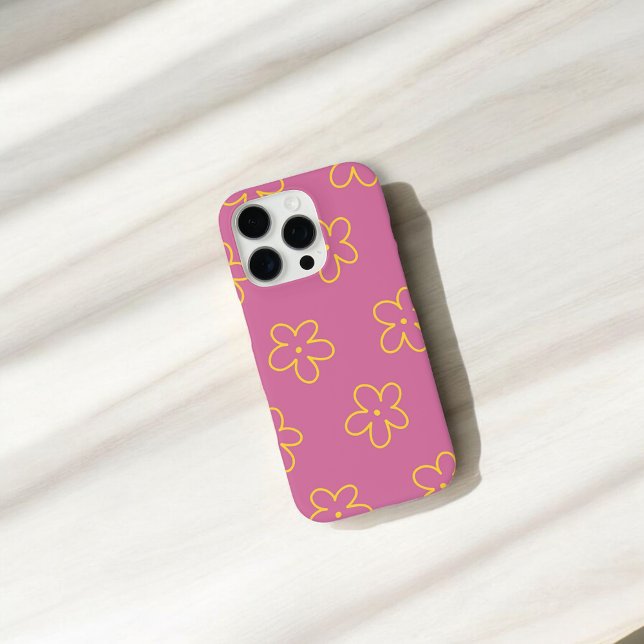 Coques Case-Mate iPhone Retro Chic Purple & Jaune Motif Floral (Créateur téléchargé)