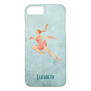 Coque iPhone 8/7 Retro Figure Patinage Dans Une Tenue Rose Personna