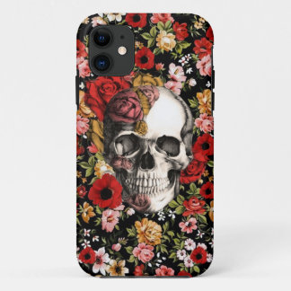 Coques Pour iPhone Rétro floral avec le motif de crâne