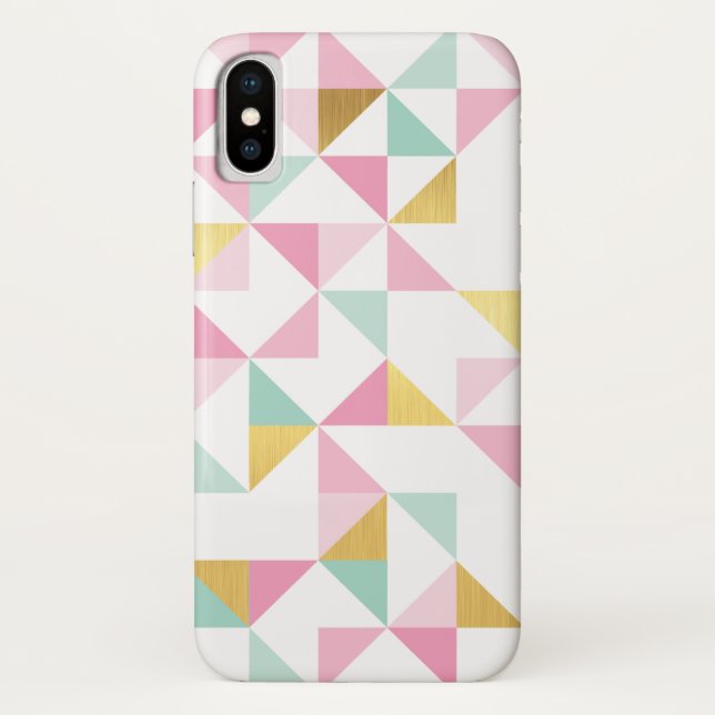 Coques Case-Mate iPhone RETRO GEOMETRIC triangle motif or menthe rose (Dos)