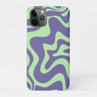 Retro Liquid Swirl Abstrait Motif Purple Mint