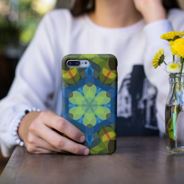 Coques Case-Mate iPhone Retro Mandala Flower Green Blue et Orange (Créateur téléchargé)