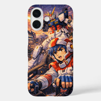 Coque Pour iPhone 16 Retro Mecha Pilot City Battle
