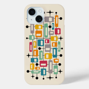 Coque Pour iPhone 15 Retro Mid-Century Moderne Abstrait