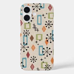 Coque Pour iPhone 16 Retro Mid-Century moderne Atomique Abstrait Motif