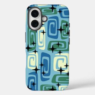 Coque Pour iPhone 16 Retro Mid-Century moderne Cosmique Abstrait Motif