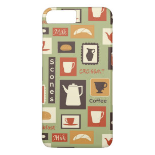 Coque iPhone 7 Plus Rétro motif avec des plats de cuisine pour le