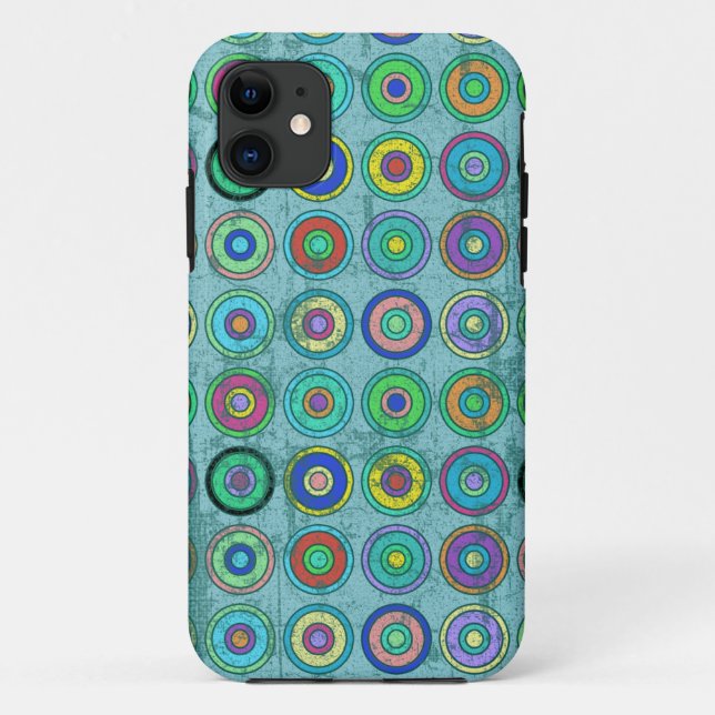 Coques Case-Mate iPhone Rétro motif bleu sale de cercle (Dos)