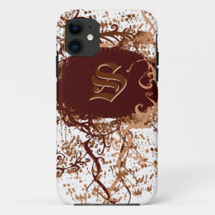 Coques Pour iPhone Rétro motif de damassé avec la lettre S de