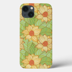 iPhone 13 Case Rétro motif de magnolia