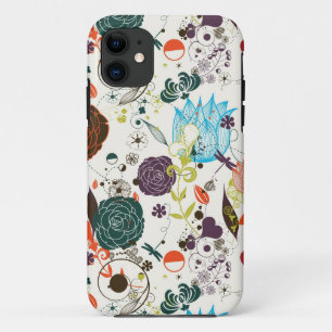 Coque iPhone 11 Rétro motif floral 2