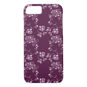 Coque iPhone 8/7 rétro motif pourpre floral