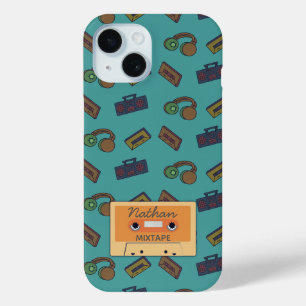 Coque Pour iPhone 15 Retro Music Collage Mixtape Personnalisé