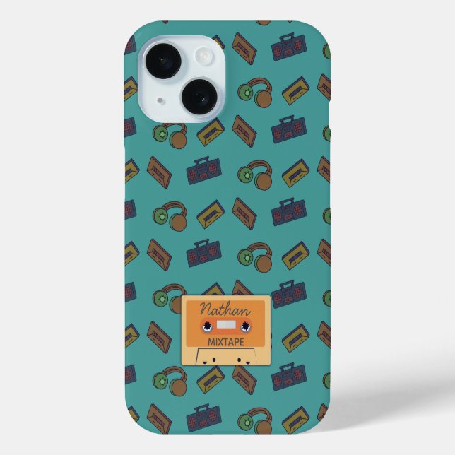 Coques Case-Mate iPhone Retro Music Collage Mixtape Personnalisé (Verso)