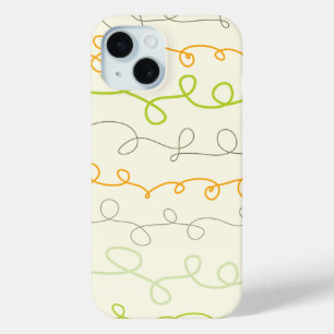 Coque Pour iPhone 15 Retro Orange Green Simple Fun Scribbles Motif