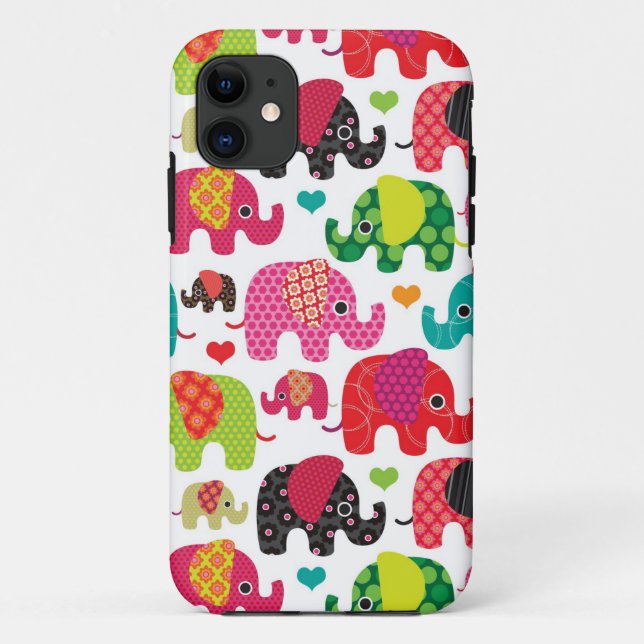 Coques Case-Mate iPhone rétro papier peint de motif d'enfants d'éléphant (Dos)