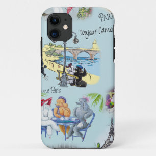 Coques Pour iPhone Retro Paris Poodle Collage