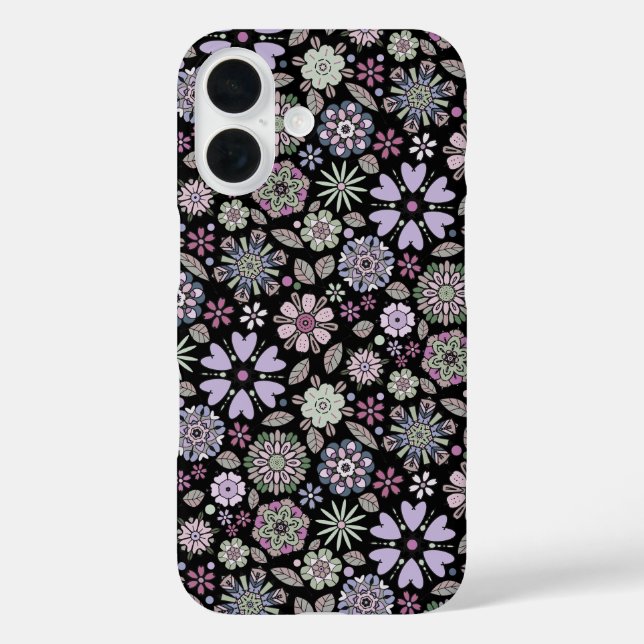 Coques Case-Mate iPhone Retro Pastel Pink Purple Floral Seamless Pattern (Verso)