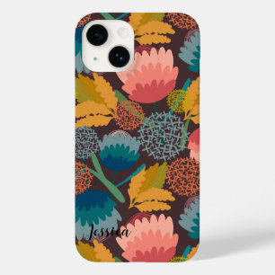 Coque Pour iPhone 14 Retro personnalisé, Fleurs de couleurs Vintages