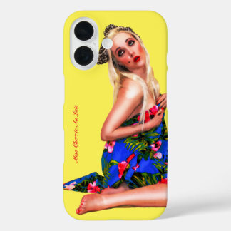 Coque Pour iPhone 16 Retro Pin Up Tropical Beach Girl Téléphone Boîtier