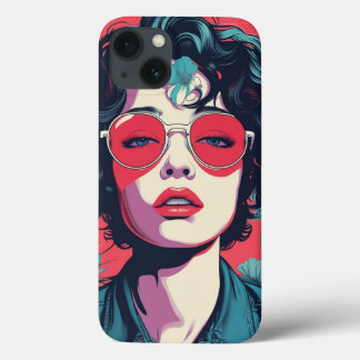 Case-Mate iPhone Case Retro Pop Art femme avec lunettes de soleil rouge
