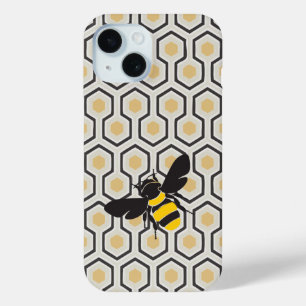 Coque Pour iPhone 15 Rétro ruche de motif de nid d'abeilles