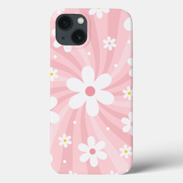 Coques Case-Mate iPhone Retro Super rose soleil marguerite florale hippie (Verso)