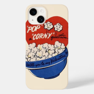 Coques Pour iPhone Retro Valentines Day, Popcorn Pop a Corny Question