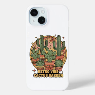 Coque Pour iPhone 15 Retro Vibe Cactus Garden