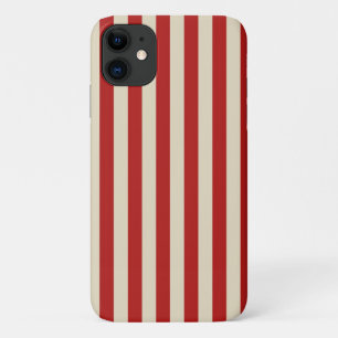 Coques Pour iPhone Rétro Vintage Vertical Popcorn Stripes in Red