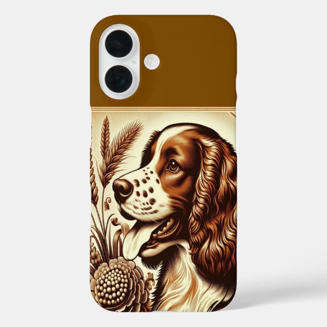 Coques Case-Mate iPhone Retro Welsh Springer espagnol Brown Art blanc (Verso)