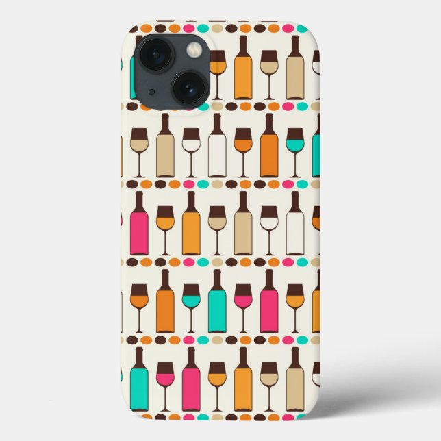 Coques Case-Mate iPhone Rétro wine bottles and glasses (Verso)