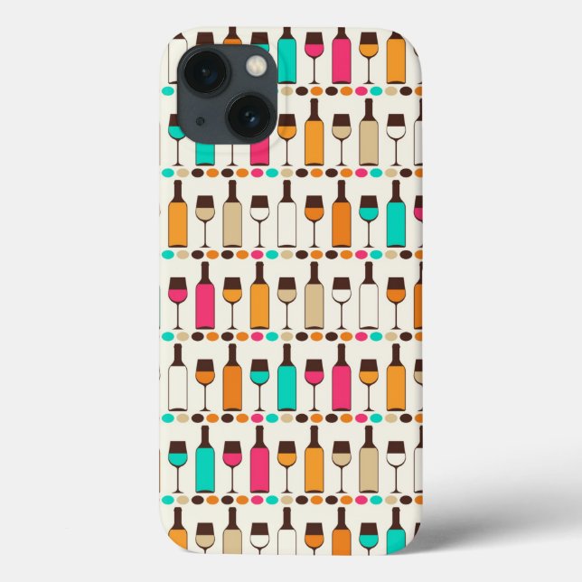 Coques Case-Mate iPhone Rétro wine bottles and glasses (Verso)