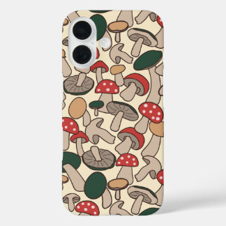 Coque Pour iPhone 16 Retro Woodland Mushroom Pattern