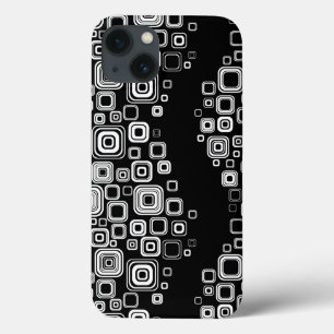 Etui iPhone 13 Rétros carrés noirs et blancs