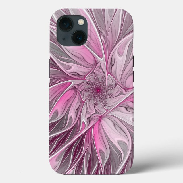 Coques Case-Mate iPhone Rêve de fleur rose fractal, Motif d'Imaginaire flo (Verso)