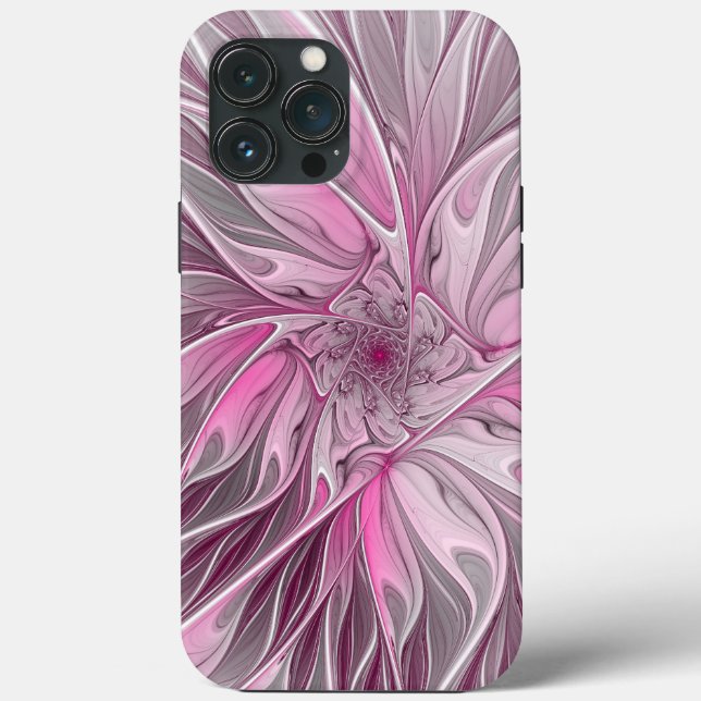 Coques Case-Mate iPhone Rêve de fleur rose fractal, Motif d'Imaginaire flo (Verso)